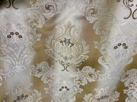 NEW King Louis XIV Novelty Neoclassical Brocade Medallion Floral Satin Fabric - Taupe - Fancy Styles Fabric Pierre Frey Lee Jofa Brunschwig & Fils
