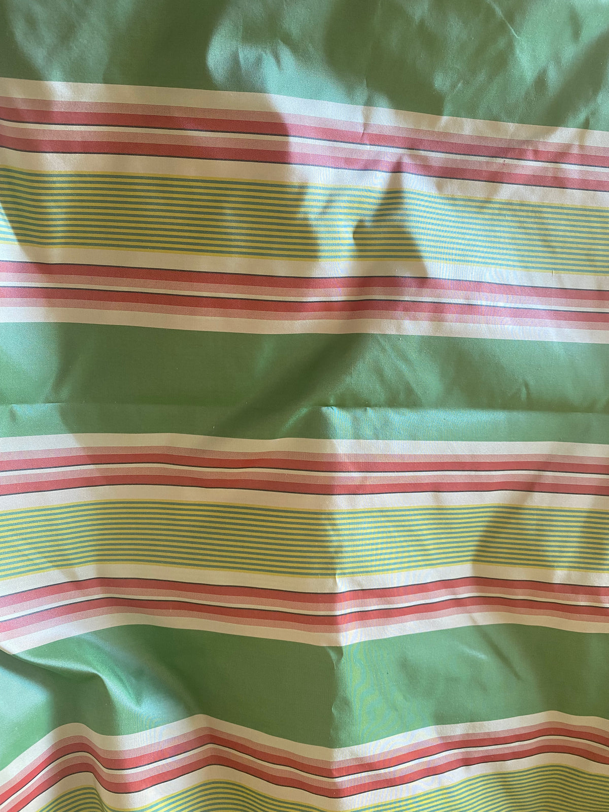 NEW Queen Rosa 100% Silk Taffeta Striped Fabric - Green and Pink - Fancy Styles Fabric Pierre Frey Lee Jofa Brunschwig & Fils