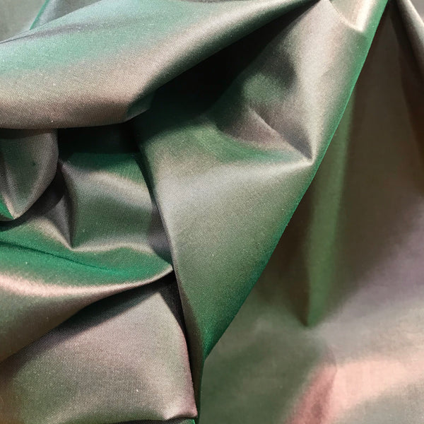 NEW Lady Lisa Designer 100% Silk Taffeta - Solid Green with Pink Iridescence - Fancy Styles Fabric Pierre Frey Lee Jofa Brunschwig & Fils