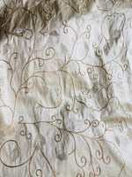 NEW Princess Primrose 100% Silk Dupioni Fabric With Crewel Floral Embroidery- Bone - Fancy Styles Fabric Pierre Frey Lee Jofa Brunschwig & Fils