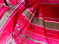 NEW! Prince Francis 100% Silk Taffeta Ribbon Stripe Fabric - Fuchsia- SB_1_26 - Fancy Styles Fabric Pierre Frey Lee Jofa Brunschwig & Fils