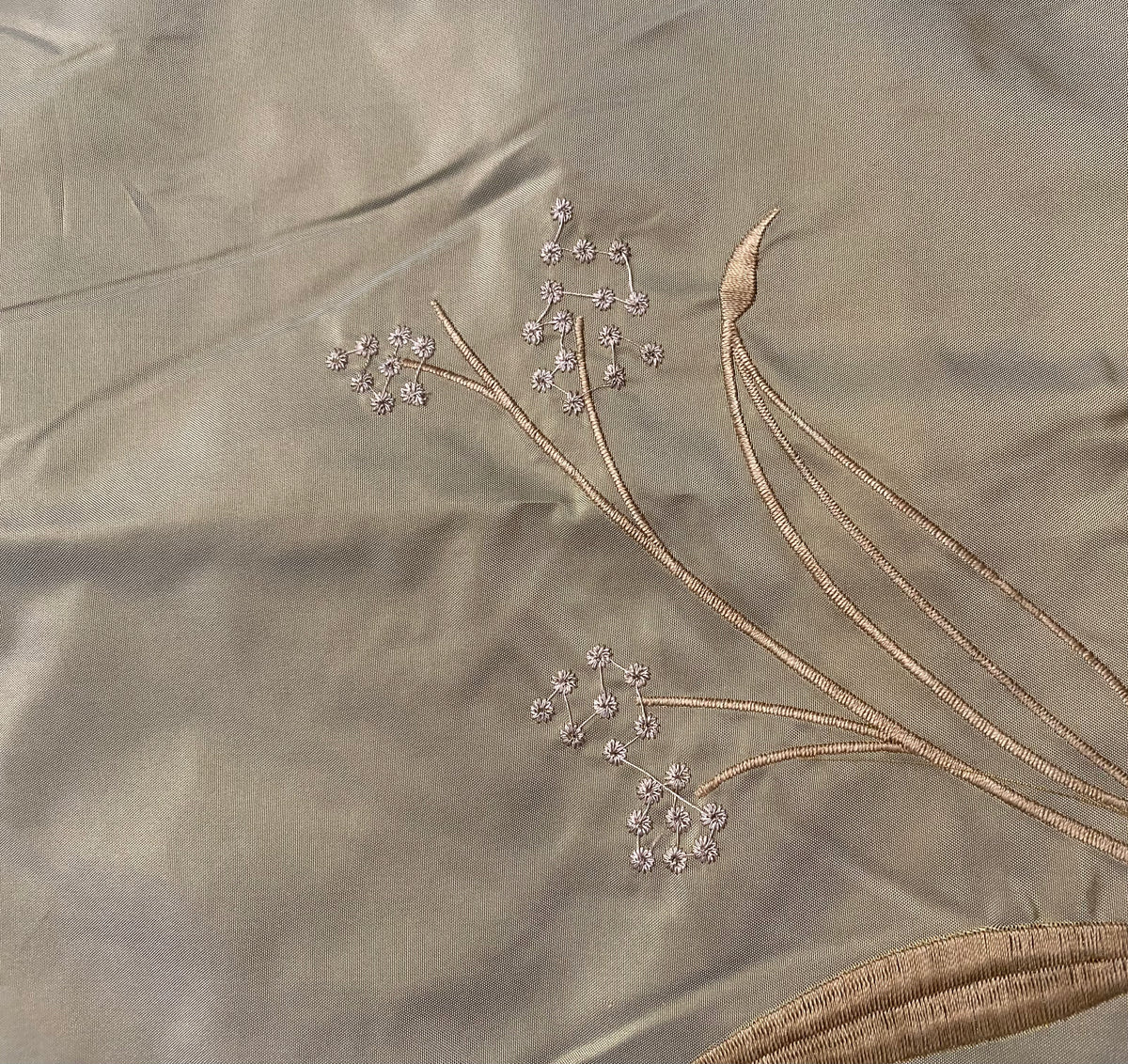 NEW Lady Dandelion Designer 100% Silk Taffeta Embroidered Floral Fabric- Grey - Fancy Styles Fabric Pierre Frey Lee Jofa Brunschwig & Fils