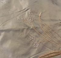 NEW Lady Dandelion Designer 100% Silk Taffeta Embroidered Floral Fabric- Grey - Fancy Styles Fabric Pierre Frey Lee Jofa Brunschwig & Fils