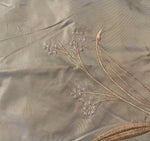 NEW Lady Dandelion Designer 100% Silk Taffeta Embroidered Floral Fabric- Grey