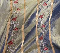 NEW Designer Lady Lana 100% Silk Taffeta Embroidery Fabric - Aqua Silver Marine - Fancy Styles Fabric Pierre Frey Lee Jofa Brunschwig & Fils