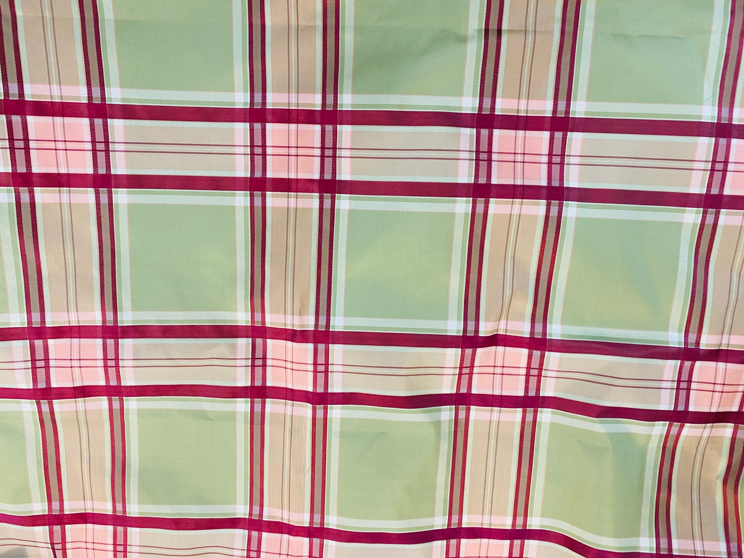 NEW Lady Alexandra 100% Silk Taffeta Red and Purple Plaid Tartan Fabric