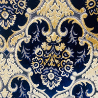 NEW Sir Scott Designer Italian Burnout Medallion Chenille Velvet Fabric Jewel Blue and Beige Yellow- Upholstery - Fancy Styles Fabric Pierre Frey Lee Jofa Brunschwig & Fils