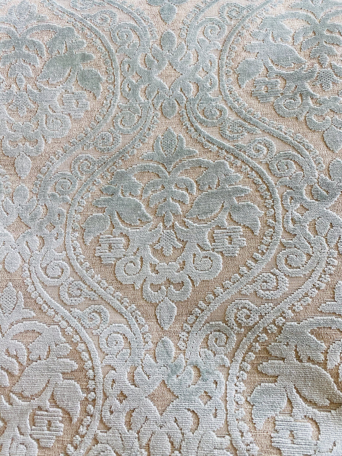 NEW! Sir Sanders Novelty Burnout Medallion Chenille Velvet Fabric - Light Aqua Blue- Upholstery - Fancy Styles Fabric Pierre Frey Lee Jofa Brunschwig & Fils