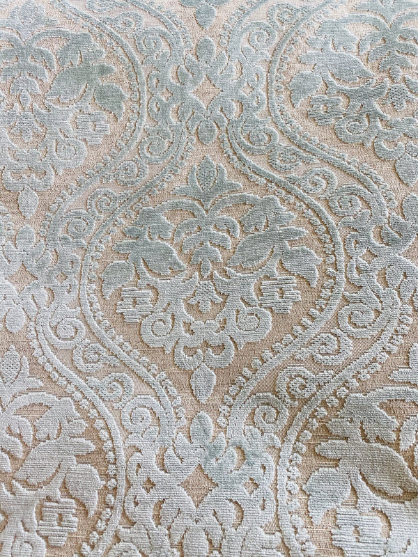 NEW! Sir Sanders Novelty Burnout Medallion Chenille Velvet Fabric - Light Aqua Blue- Upholstery - Fancy Styles Fabric Pierre Frey Lee Jofa Brunschwig & Fils
