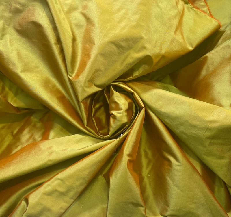 NEW Lady Lisa 100% Silk Taffeta Fabric Solid Yellow Orange Iridescence