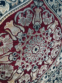 Queen Maria Designer Burnout Italian Velvet Fabric- Red, Navy, & Gold - Upholstery - Fancy Styles Fabric Pierre Frey Lee Jofa Brunschwig & Fils