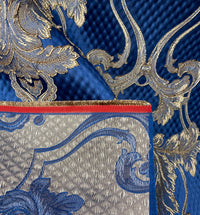 NEW Princess Clara Designer Brocade Upholstery & Drapery Satin Damask Fabric - Jewel Blue - Fancy Styles Fabric Pierre Frey Lee Jofa Brunschwig & Fils