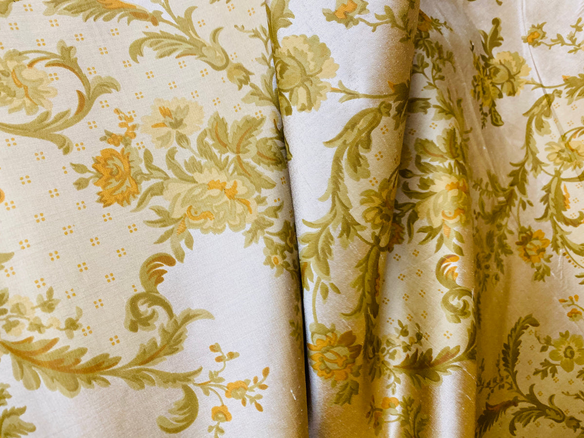 NEW! Duchess Eve 100% Silk Dupioni Printed Floral Motif Fabric - Fancy Styles Fabric Pierre Frey Lee Jofa Brunschwig & Fils