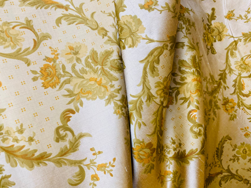 NEW! Duchess Eve 100% Silk Dupioni Printed Floral Motif Fabric - Fancy Styles Fabric Pierre Frey Lee Jofa Brunschwig & Fils