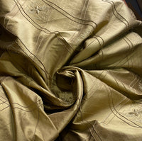 NEW! SALE! Miss Kiley 100% Silk Dupioni Diamond Fabric - Velvet Floral Embroidered Gold - Fancy Styles Fabric Pierre Frey Lee Jofa Brunschwig & Fils