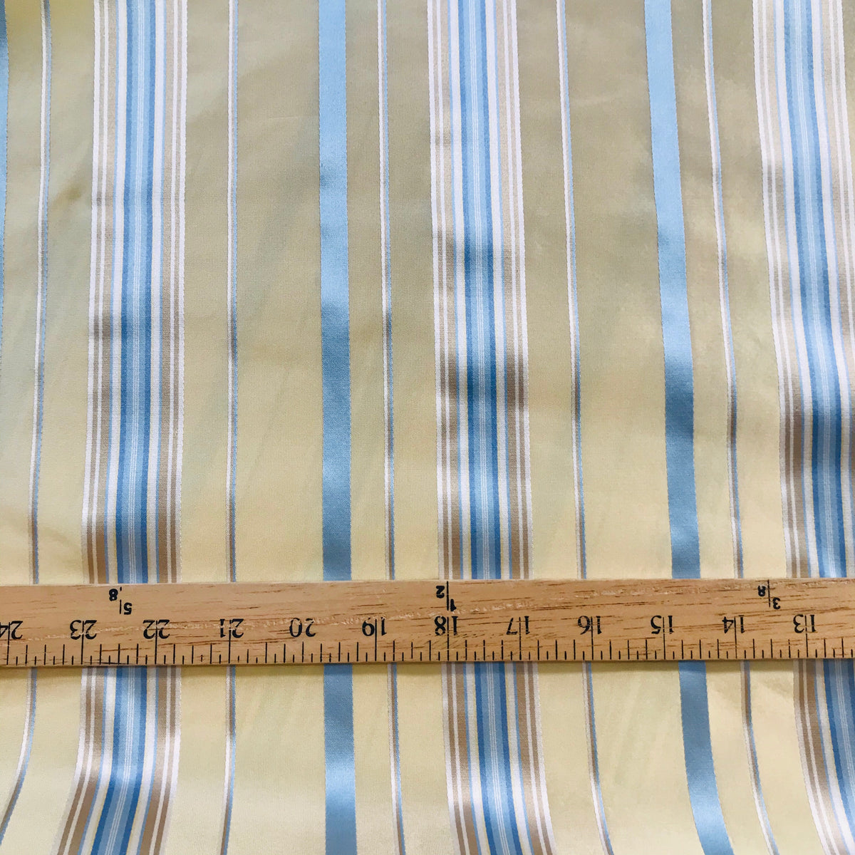 NEW Lady Grace 100% Silk Taffeta Fabric Butter Yellow and Blue Stripes - Fancy Styles Fabric Pierre Frey Lee Jofa Brunschwig & Fils