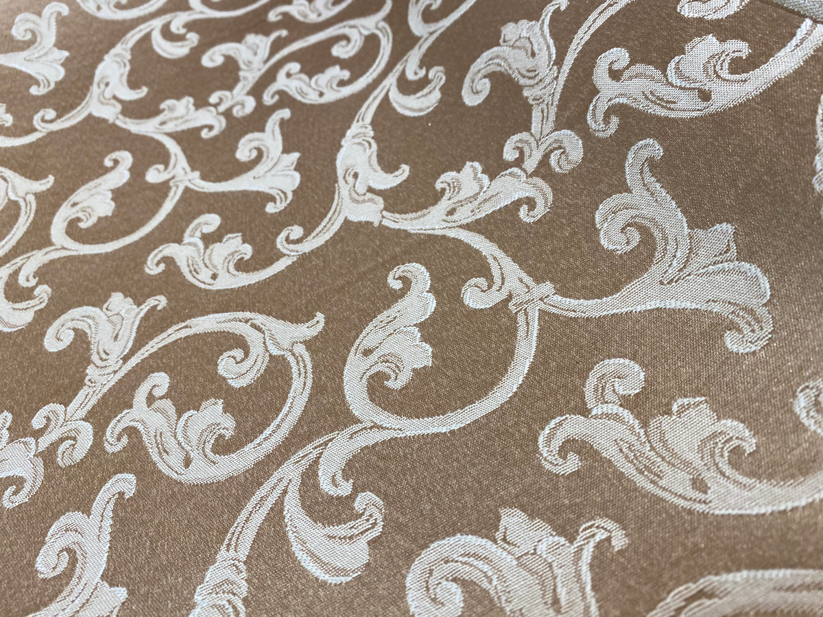 NEW Sir Smith Satin Swirl Leaf Motif Upholstery & Decorating Fabric- Gold - Fancy Styles Fabric Pierre Frey Lee Jofa Brunschwig & Fils