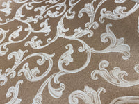 NEW Sir Smith Satin Swirl Leaf Motif Upholstery & Decorating Fabric- Gold - Fancy Styles Fabric Pierre Frey Lee Jofa Brunschwig & Fils