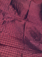 NEW Duchess Jenna 100% Silk Taffeta Fabric- Burgundy Red Black Shot Embroidered Squares- SB_6_8