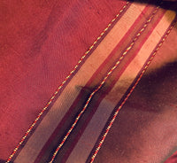 NEW Queen River Novelty 100% Silk Dupioni Embroidered Stripe Fabric - Red Burgundy - Fancy Styles Fabric Pierre Frey Lee Jofa Brunschwig & Fils