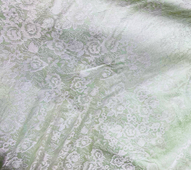 NEW! SALE! Brocade Floral Fabric- Mint Green & White- Neoclassical