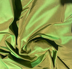 NEW Lady Lisa Designer 100% Silk Taffeta - Apple Green with Gold Iridescence