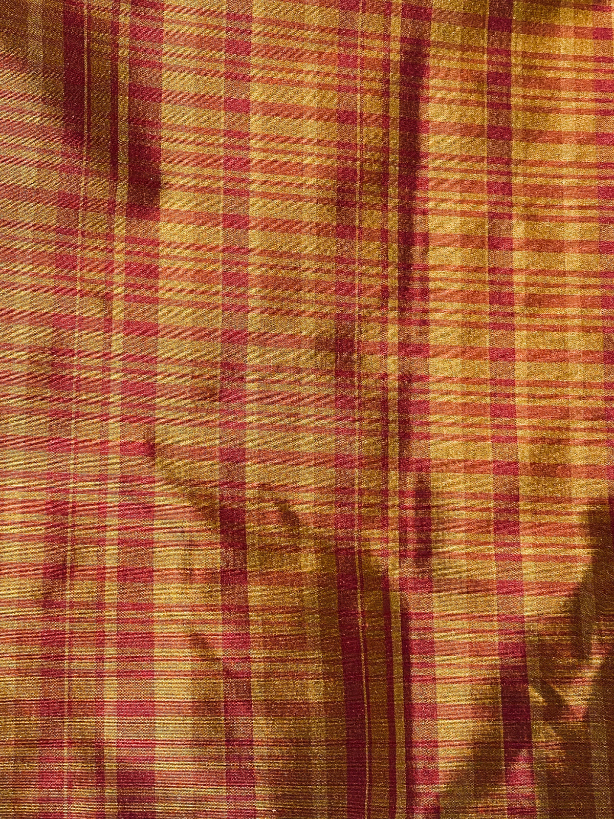 NEW Lady Riley Designer 100% Silk Taffeta Plaid Tartan Fabric -Raspberry and Orange SB_6_41 - Fancy Styles Fabric Pierre Frey Lee Jofa Brunschwig & Fils