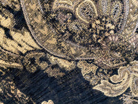 NEW! Duke Dragonus Designer Kilim Rug Inspired Medallion Upholstery Chenille Fabric- Black and Gold - Fancy Styles Fabric Pierre Frey Lee Jofa Brunschwig & Fils