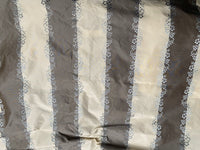 NEW Lady Kristen Designer 100% Silk Taffeta Embroidered Stripe Floral Fabric- Ice Blue & Warm Grey - Fancy Styles Fabric Pierre Frey Lee Jofa Brunschwig & Fils