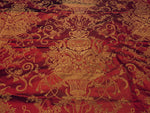 NEW! Queen Kate Novelty 100% Silk Taffeta Brocade Jacquard Upholstery Fabric - Dark Red and Gold