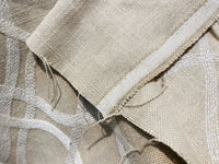 NEW! SALE! Prince Gregorian Novelty 100% Linen Fabric Geometric Embroidery- Natural and White - Fancy Styles Fabric Pierre Frey Lee Jofa Brunschwig & Fils