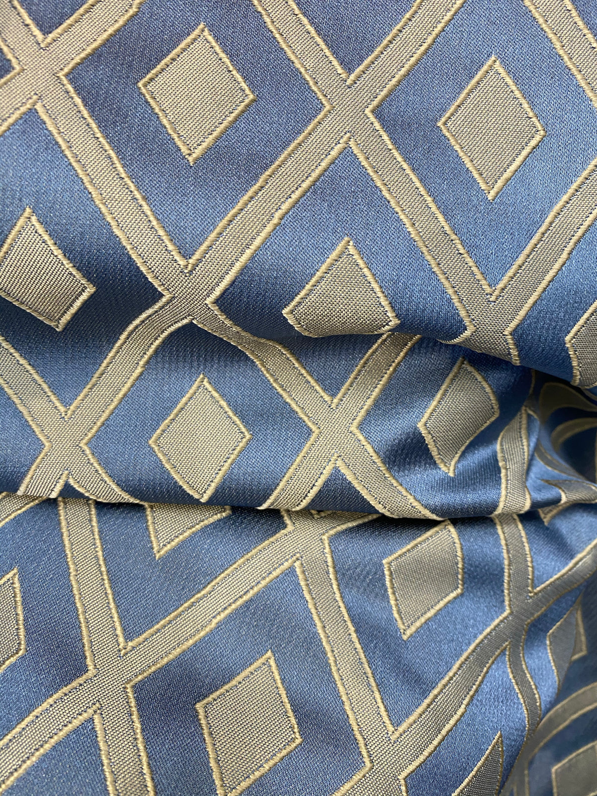 NEW Sir Brandon Satin Burnout Diamond Drapery Upholstery Fabric - Sky Blue - Fancy Styles Fabric Pierre Frey Lee Jofa Brunschwig & Fils