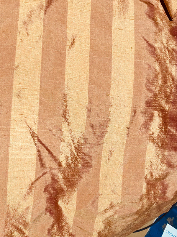 NEW Prince Ezekiel 100% Silk Dupioni Stripe Fabric - Faded Red and Gold - Fancy Styles Fabric Pierre Frey Lee Jofa Brunschwig & Fils