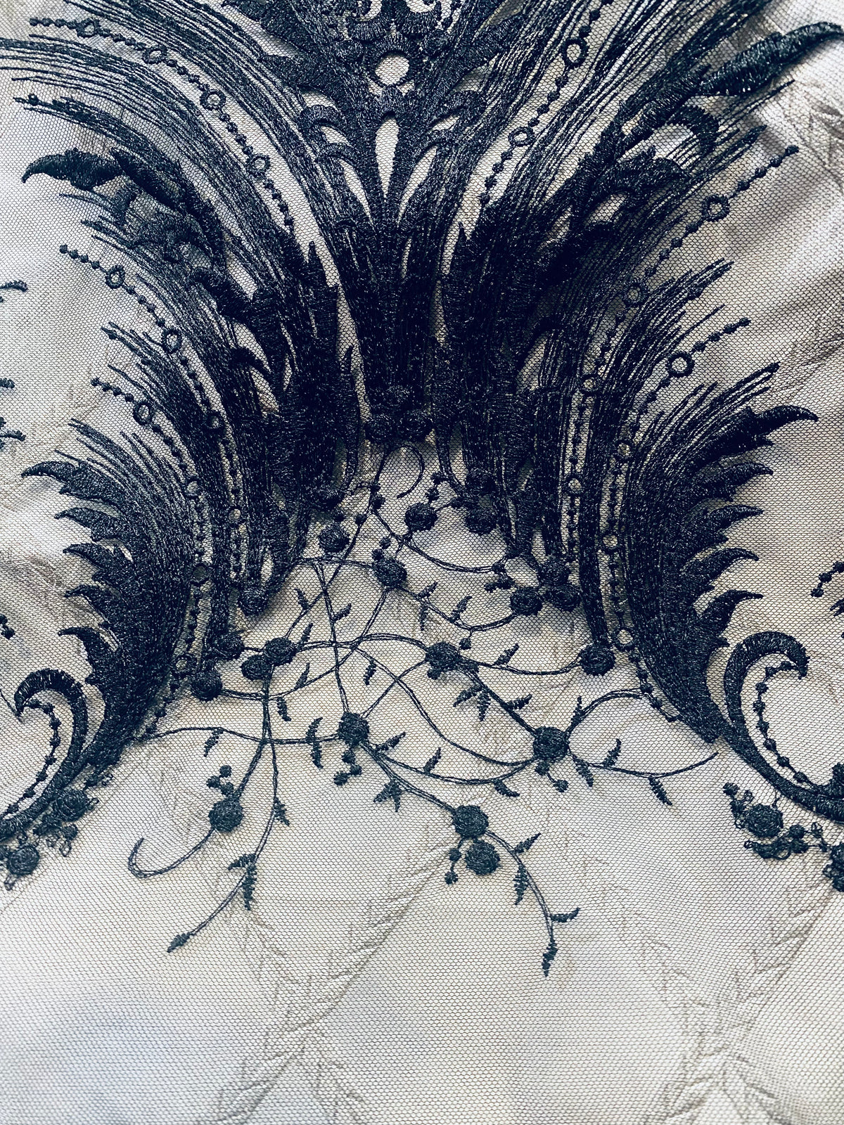 NEW Lady Keala French Novelty Lace Mesh Fabric- Black - Fancy Styles Fabric Pierre Frey Lee Jofa Brunschwig & Fils