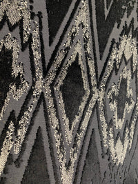 NEW! Prince Vanny Zig Zag Upholstery Chenille Fabric- Black and Grey - Fancy Styles Fabric Pierre Frey Lee Jofa Brunschwig & Fils