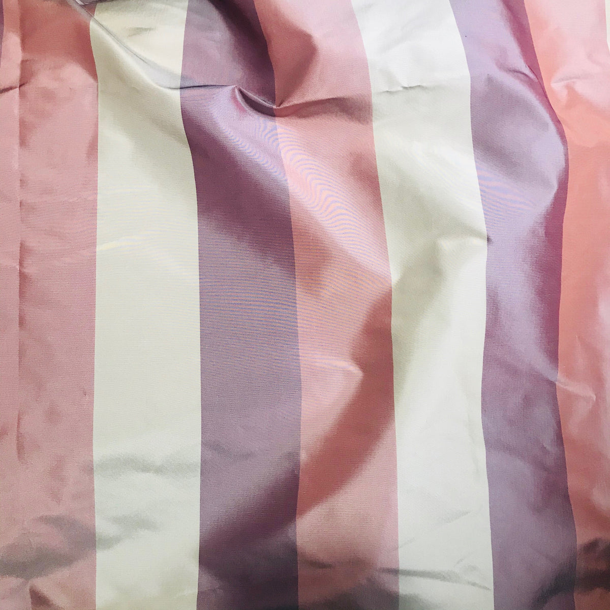 NEW Lady Aubrey Designer 100% Silk Taffeta Ecru, Purple, & Mauve Stripes - Fancy Styles Fabric Pierre Frey Lee Jofa Brunschwig & Fils