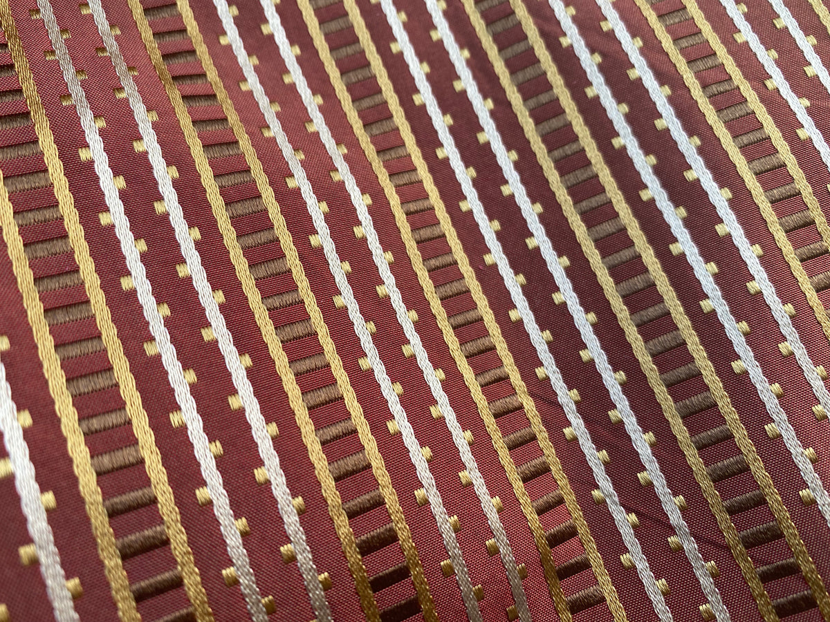 NEW! Lady Rebecca 100% Silk Taffeta Striped Fabric - Rust Red- SB_8_11 - Fancy Styles Fabric Pierre Frey Lee Jofa Brunschwig & Fils