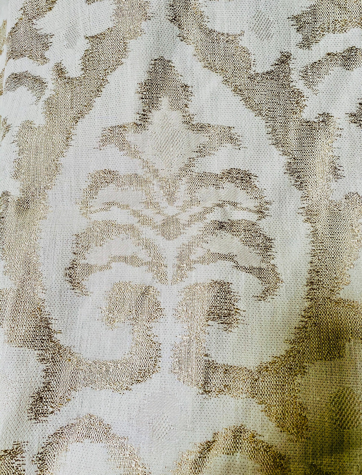 NEW! Duke Drake Novelty Imported 100% Linen Woven Damask Fabric Gold and White - Fancy Styles Fabric Pierre Frey Lee Jofa Brunschwig & Fils