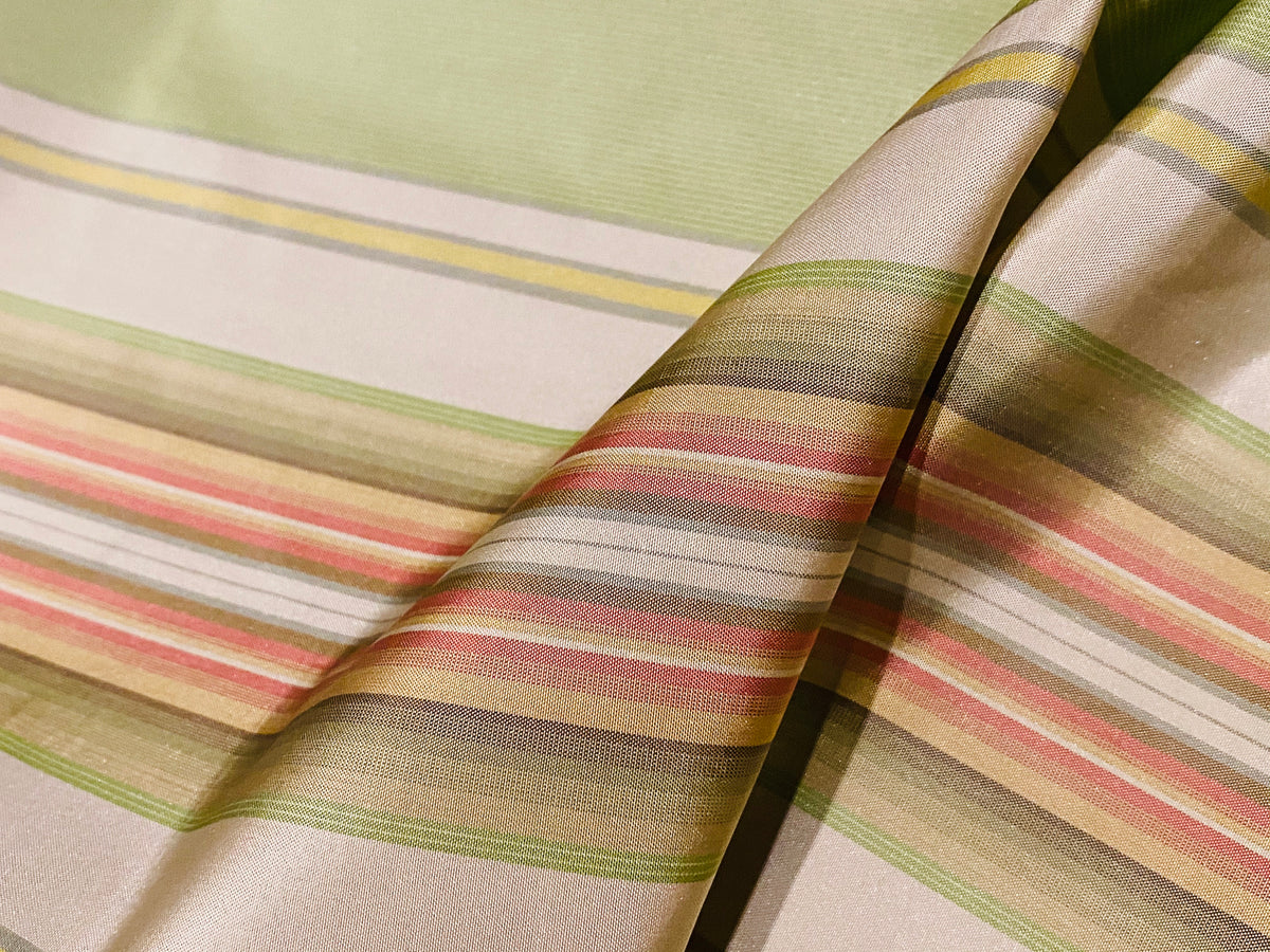 NEW! Lady Lair 100% Silk Taffeta Ice Cream Parlor Striped Fabric - Pink and Green - Fancy Styles Fabric Pierre Frey Lee Jofa Brunschwig & Fils