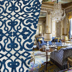 NEW! Duchess Eve Antique Inspired French Burnout Chenille Medallion Velvet Fabric- Blue