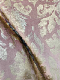 NEW! Lady Calentine Designer Burnout Antique Inspired Velvet Fabric Pink And Gold - Fancy Styles Fabric Pierre Frey Lee Jofa Brunschwig & Fils