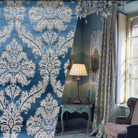 NEW! Princess Penelope Brocade Medallion Fabric- Blue - Fancy Styles Fabric Pierre Frey Lee Jofa Brunschwig & Fils
