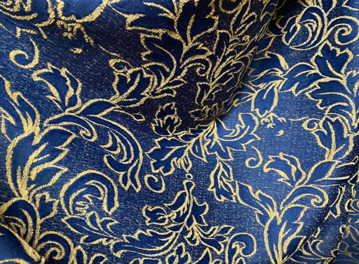NEW Designer Velvet Chenille Burnout Upholstery Fabric - Blue & Peach- Upholstery - Fancy Styles Fabric Pierre Frey Lee Jofa Brunschwig & Fils