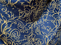 NEW Designer Velvet Chenille Burnout Upholstery Fabric - Blue & Peach- Upholstery - Fancy Styles Fabric Pierre Frey Lee Jofa Brunschwig & Fils