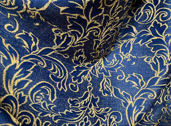 NEW Designer Velvet Chenille Burnout Upholstery Fabric - Blue & Peach- Upholstery - Fancy Styles Fabric Pierre Frey Lee Jofa Brunschwig & Fils
