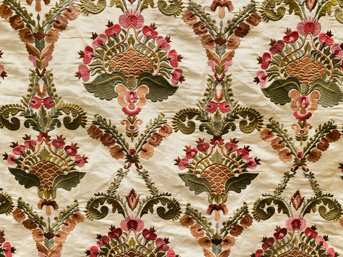 NEW Lady Kristal Novelty Embroidered 100% Silk Dupioni Fabric - Fancy Styles Fabric Pierre Frey Lee Jofa Brunschwig & Fils