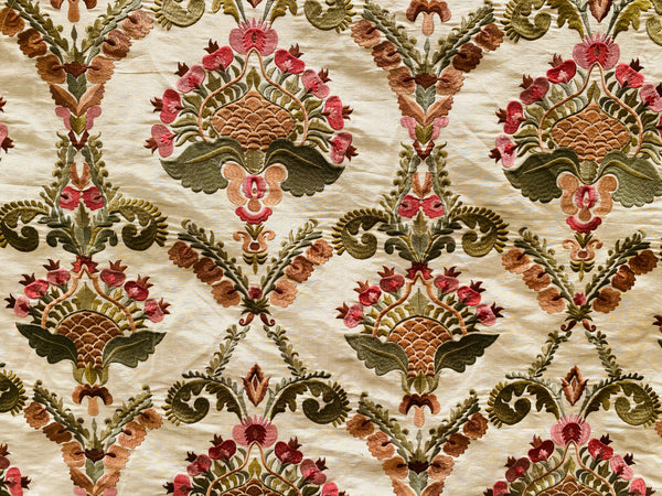 NEW Lady Kristal Novelty Embroidered 100% Silk Dupioni Fabric - Fancy Styles Fabric Pierre Frey Lee Jofa Brunschwig & Fils