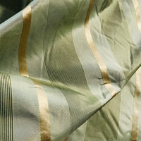 NEW Lady Lynette Designer 100% Silk Taffeta Stripes Fabric - Olive Green & Gold55” Wide - Fancy Styles Fabric Pierre Frey Lee Jofa Brunschwig & Fils