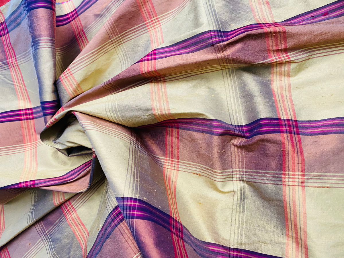 NEW Lady Pladia Designer 100% Silk Dupioni Plaid Tartan Fabric - Fancy Styles Fabric Pierre Frey Lee Jofa Brunschwig & Fils