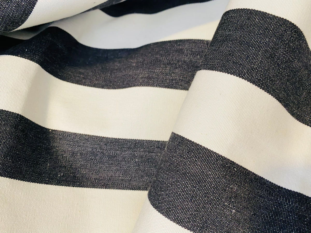 NEW Lady Jacqueline Faded Black Waterproof Decorating Fabric - 3” Black And White Stripes - Upholstery 55” Wide - Fancy Styles Fabric Pierre Frey Lee Jofa Brunschwig & Fils